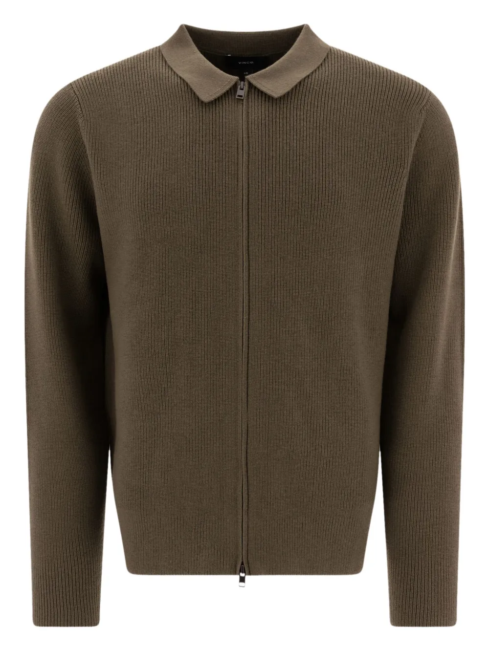 Vince zip-fastening ribbed cardigan Groen
