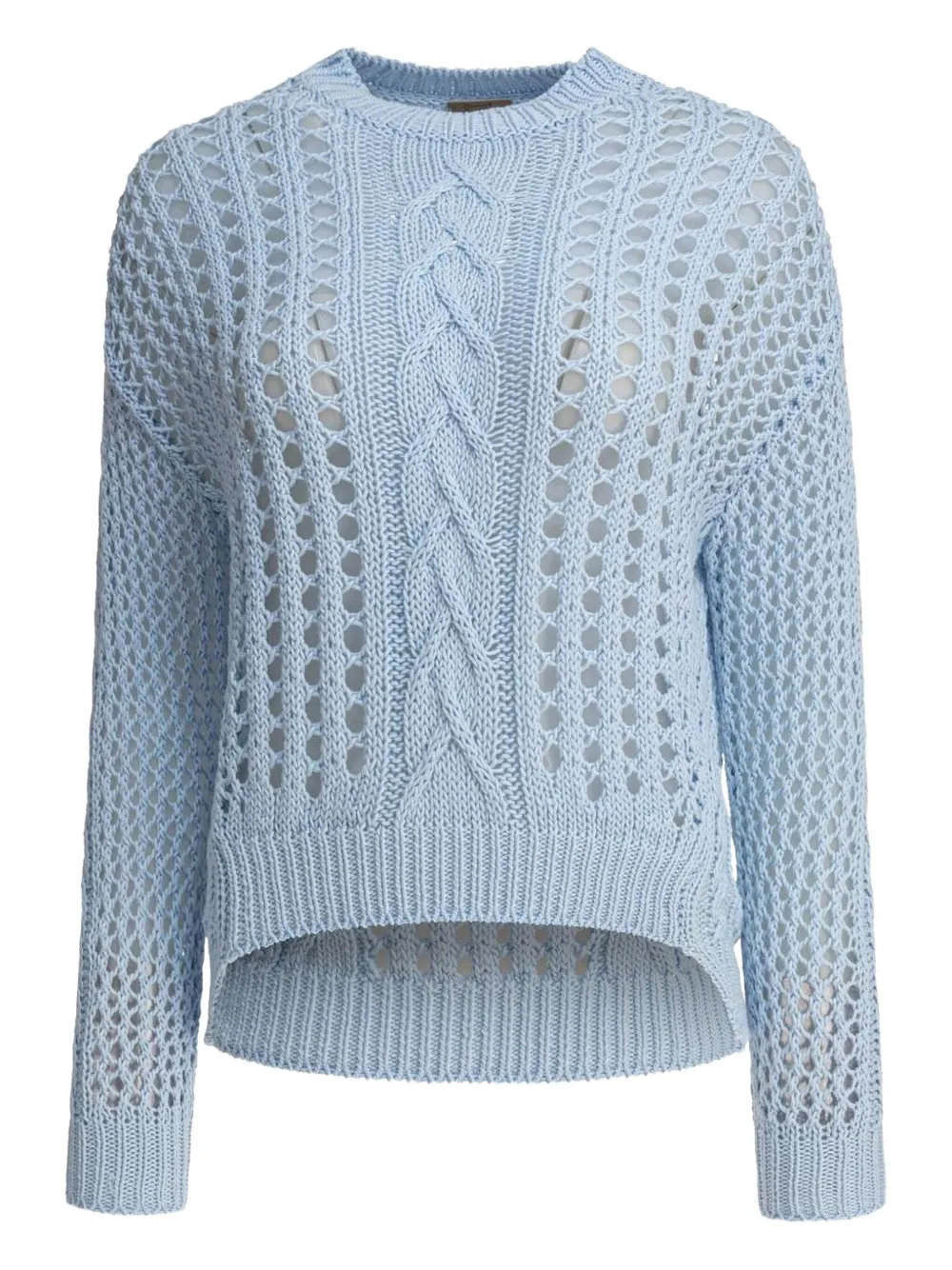 RAKKI cable-knit eyelet-detail sweater | Blue | Image 1