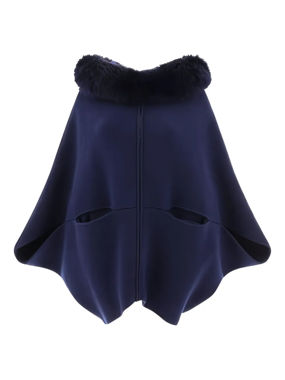 GIOVI fur-trimmed hooded cape Blauw