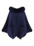 GIOVI fur-trimmed hooded cape - Blue