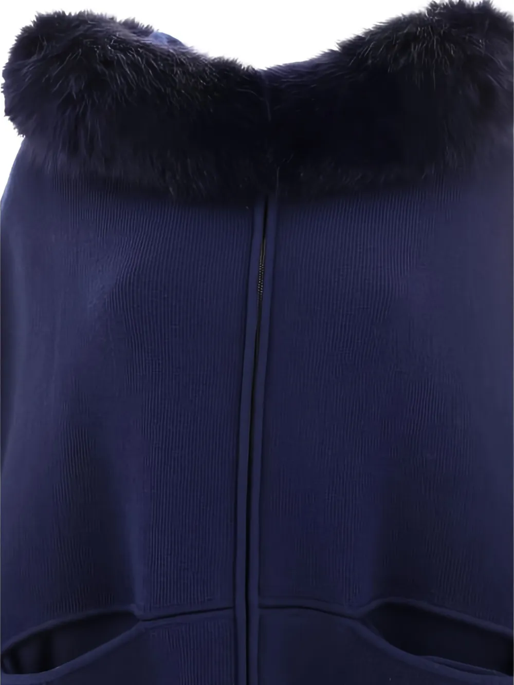 GIOVI fur-trimmed hooded cape Blauw