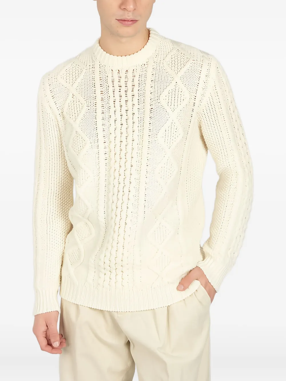 RAKKI cable-knit diamond-pattern sweater | Neutrals | Image 1