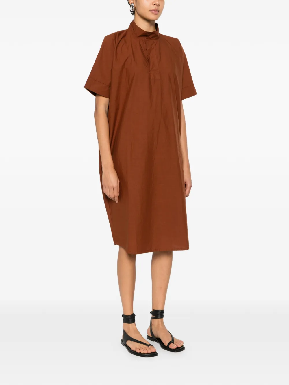  Labo Art Chiara Collared Short-sleeve Midi Dress - Brown 