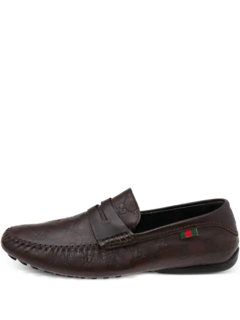 Gucci Pre-Owned Guccissima slip-on penny loafers
