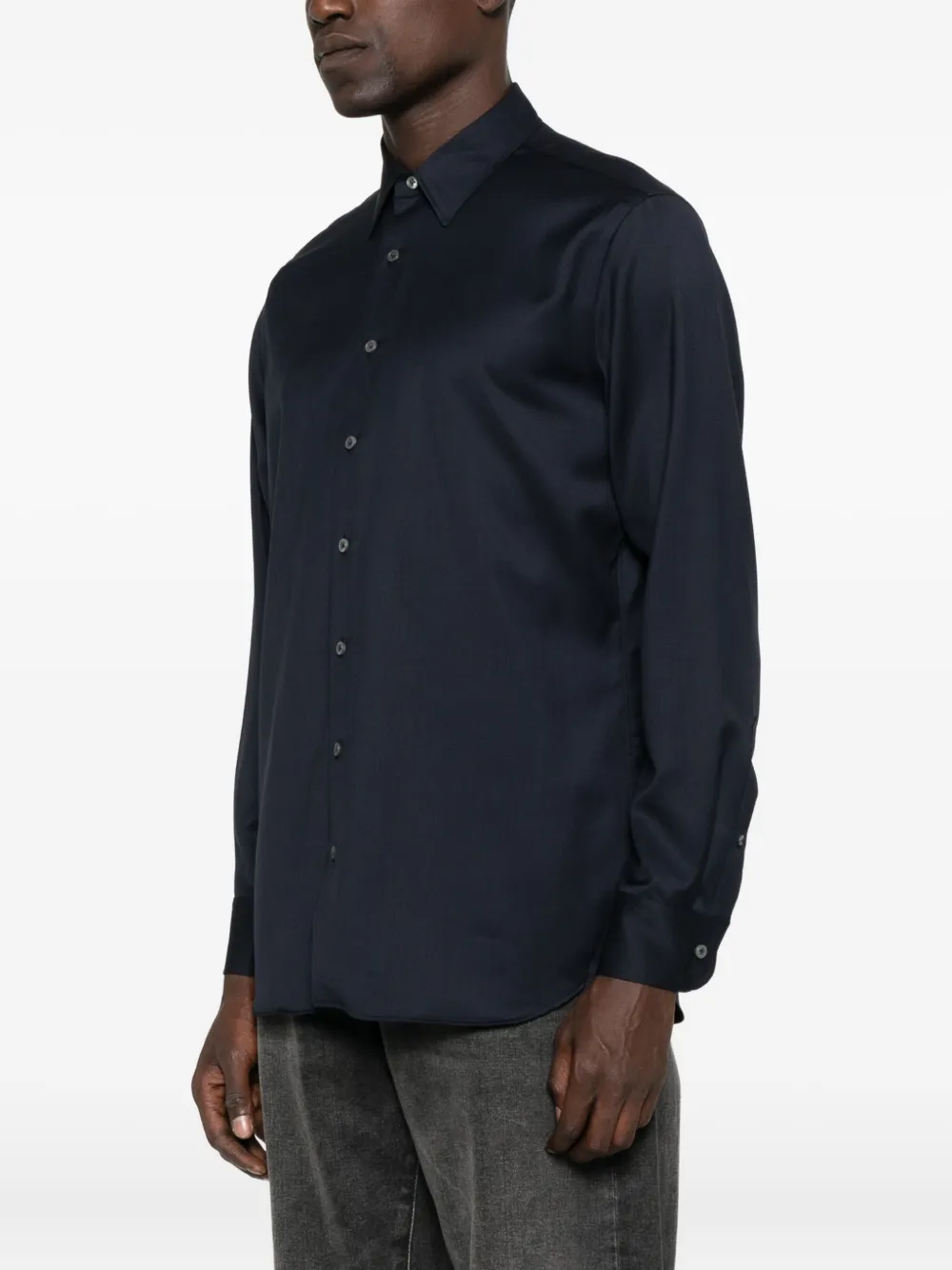 Lardini long-sleeve wool shirt Blauw