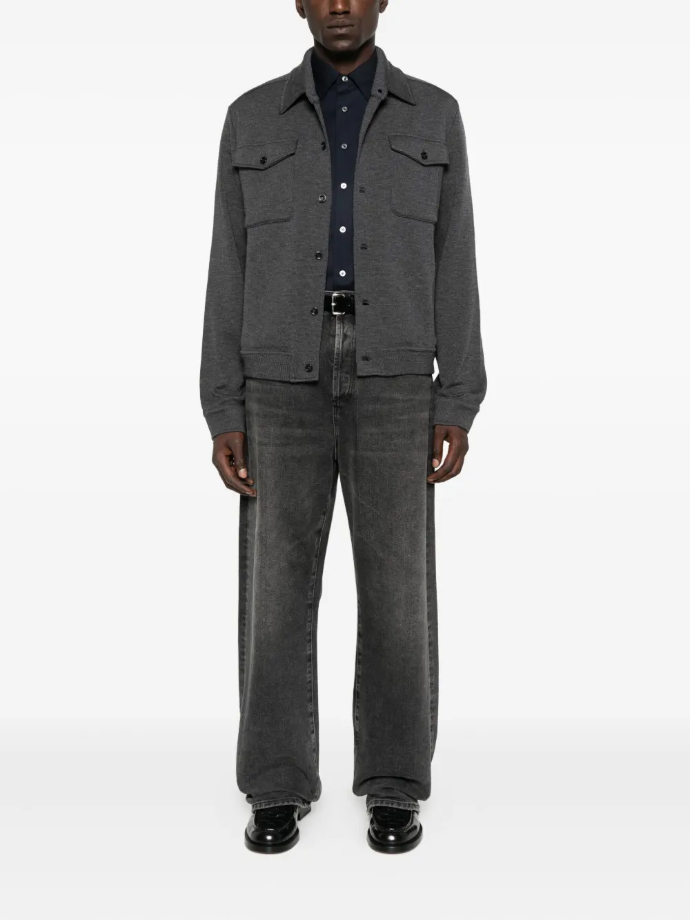 Lardini long-sleeve wool shirt - Blauw