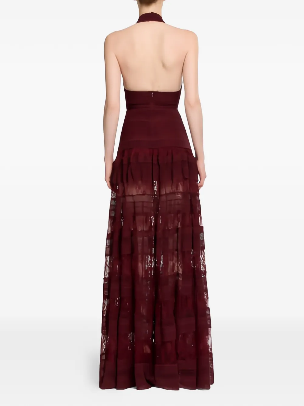 Elie Saab lace halterneck  dress - Rood