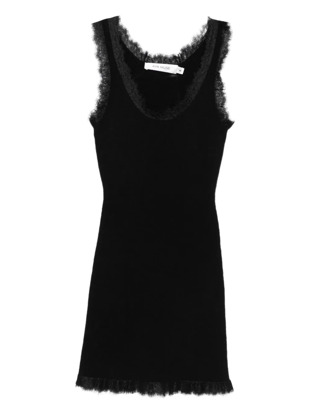 Aya Muse lace-trim mini dress - Nero