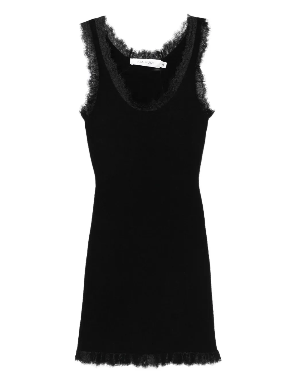 Aya Muse lace-trim mini dress - Nero