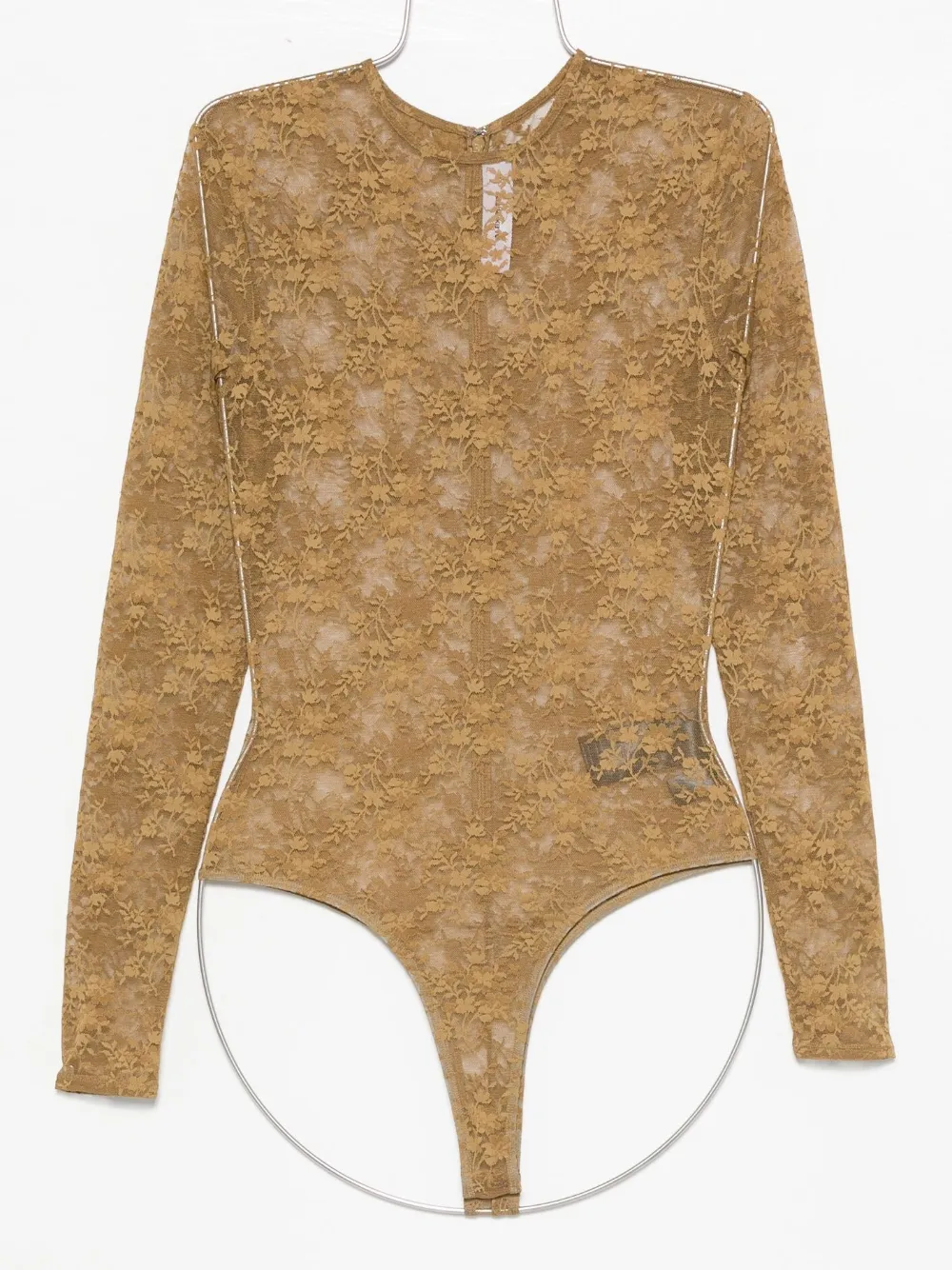 Alex Perry Lace Long-sleeve Bodysuit In Orange