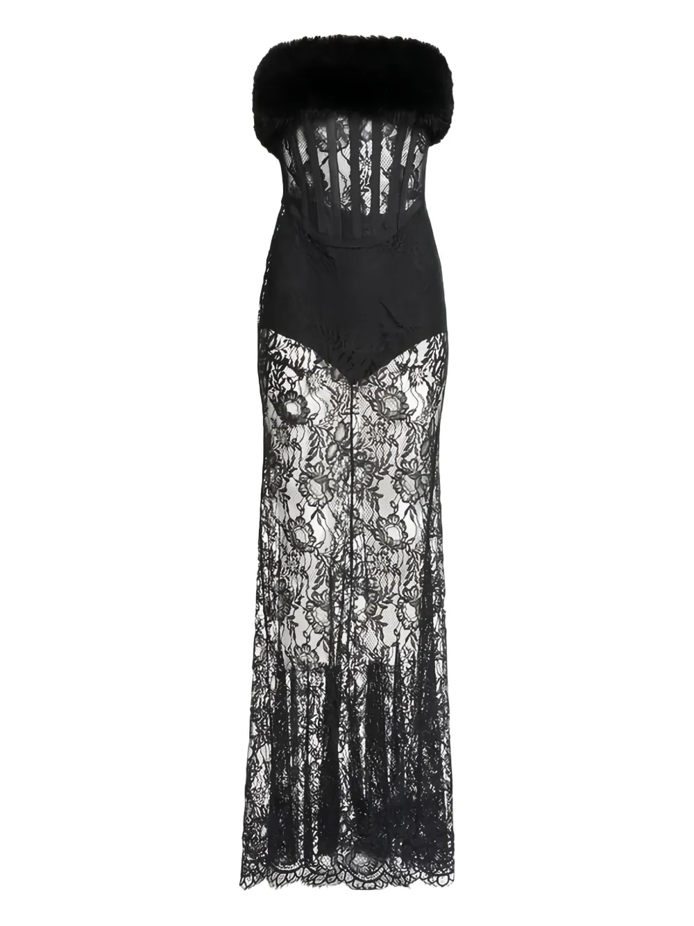 Elie Saab Lace Maxi Dress In Black