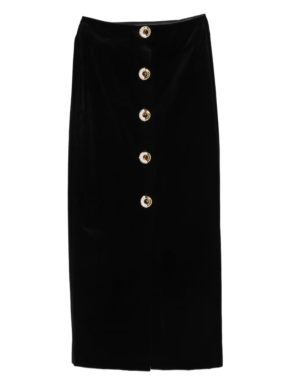 Blazé Milano button-up velvet midi skirt - Nero