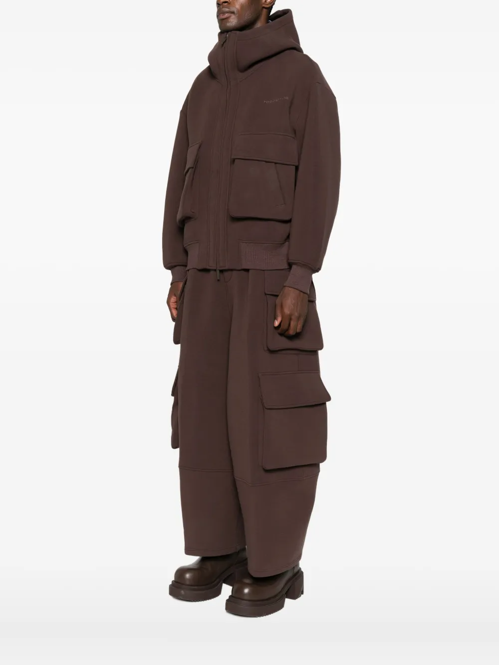 Feng Chen Wang Pocketed Hoodie In Brown