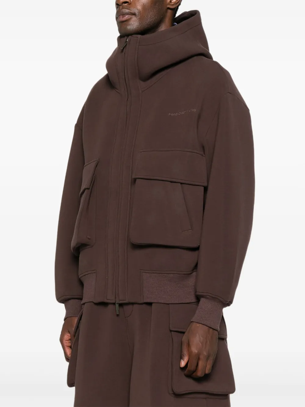 Feng Chen Wang Hoodie met zak Bruin
