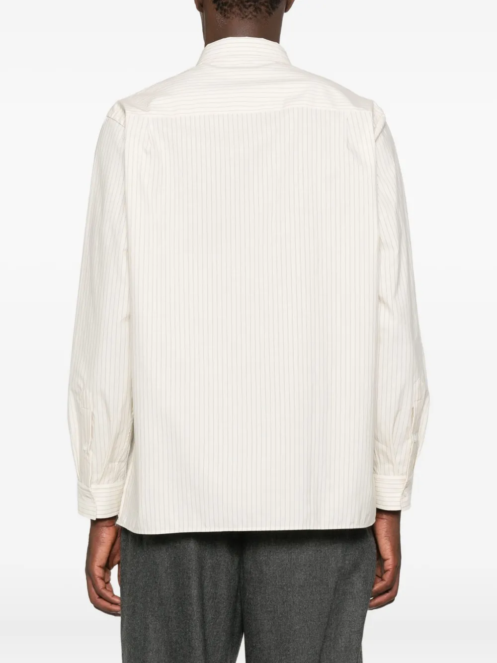 Lardini Gestreept overhemd met zak Beige