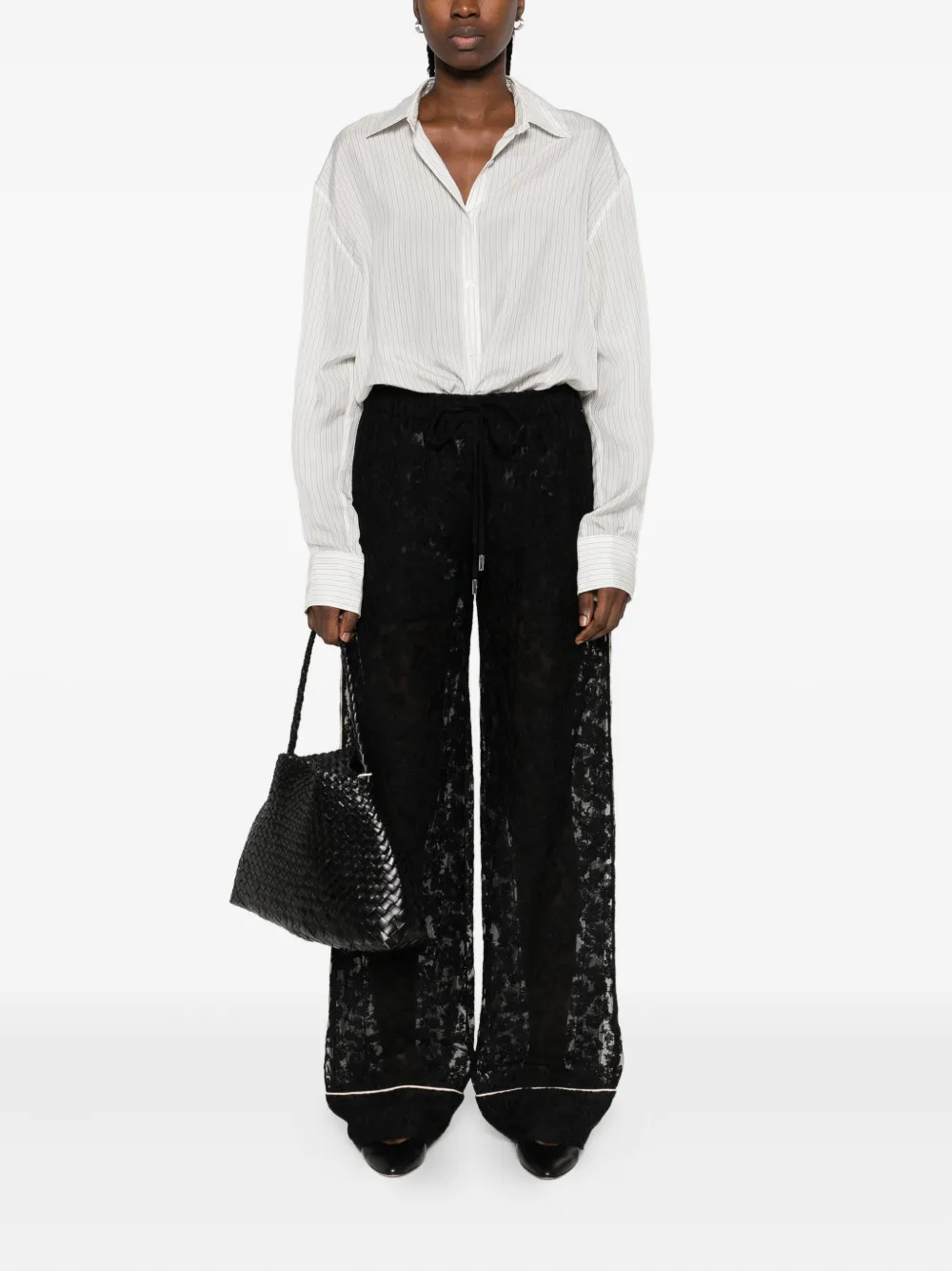 Ermanno Scervino lace-trimmed trousers - Zwart