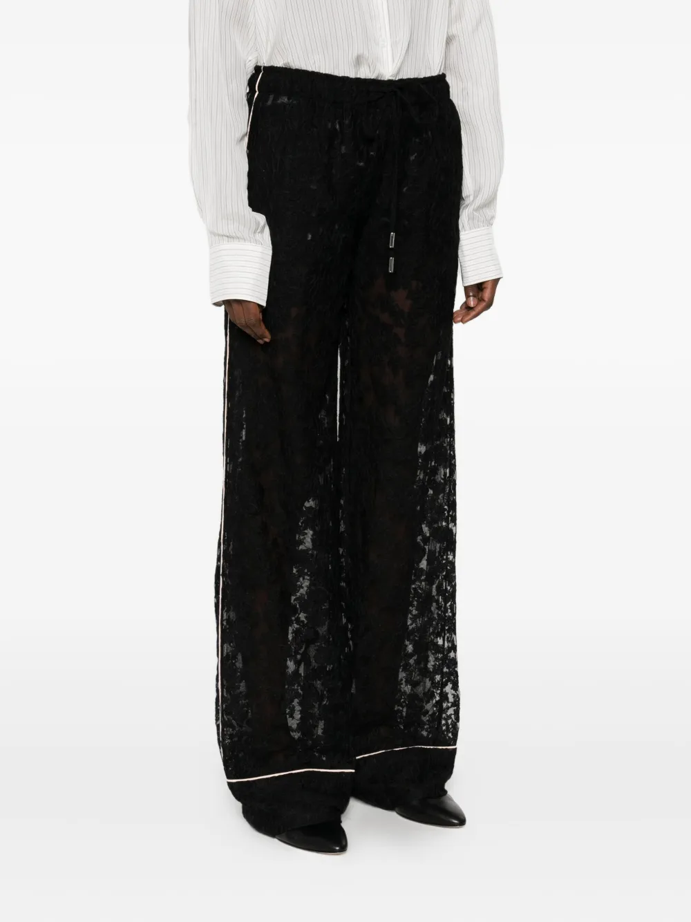 Ermanno Scervino Lace-trimmed Trousers In Black