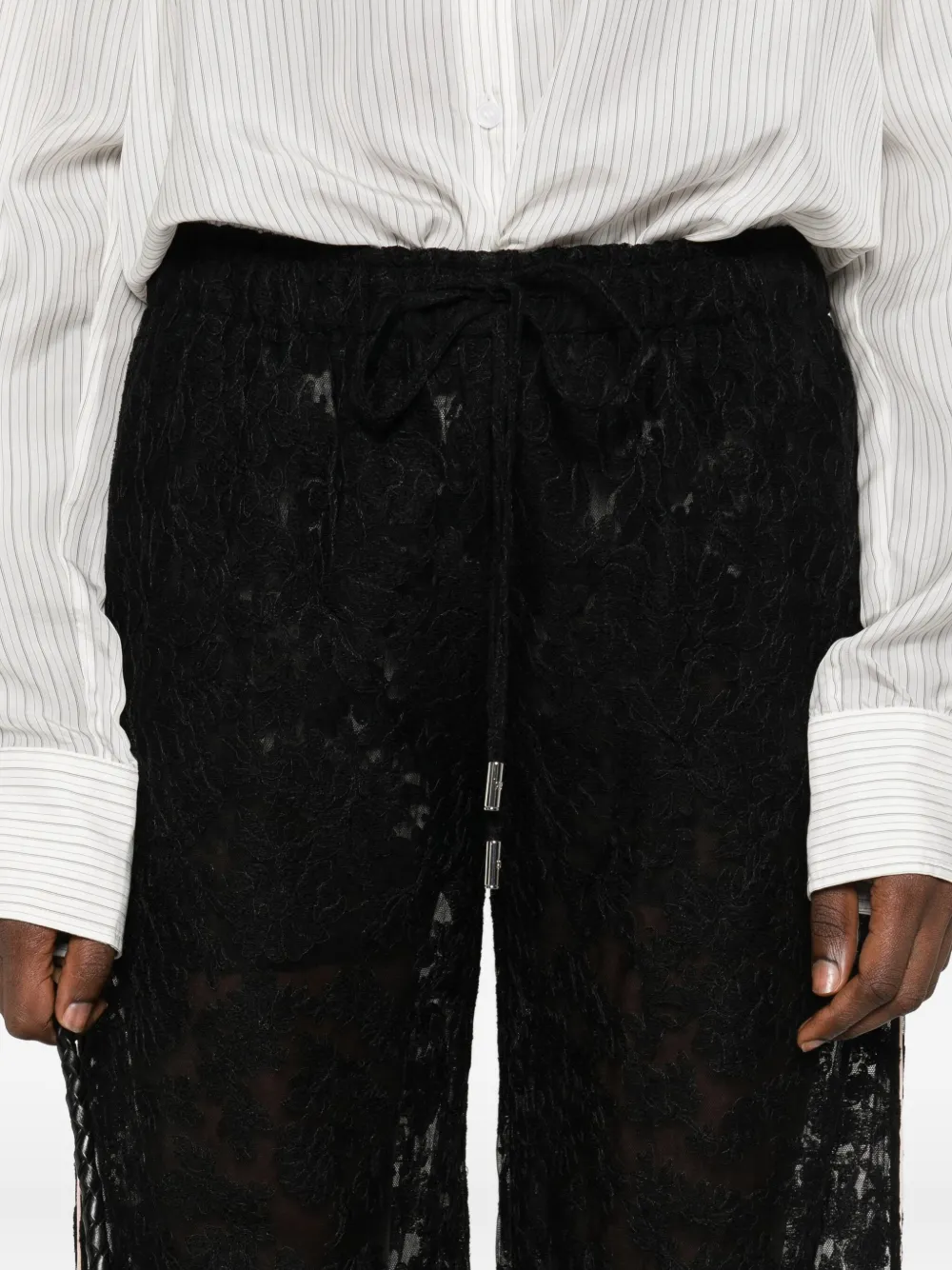 Ermanno Scervino Lace-trimmed Trousers In Black