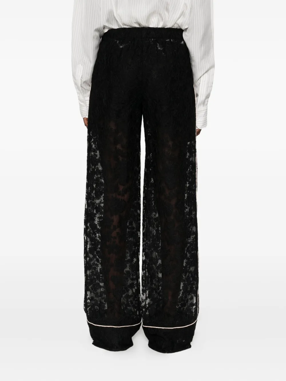 Ermanno Scervino Lace-trimmed Trousers In Black