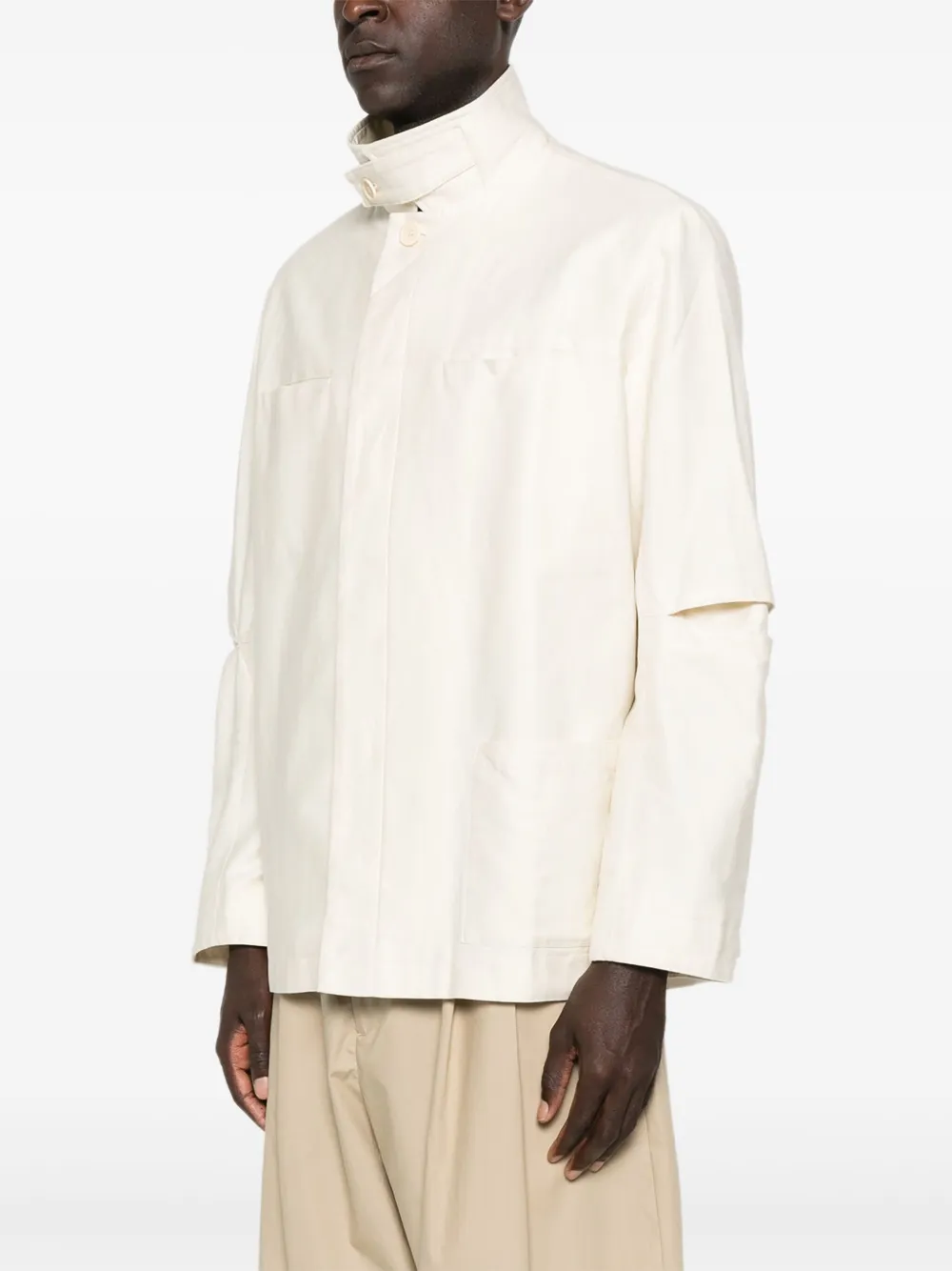 YMC Shirtjack met gespleten cuffs Beige