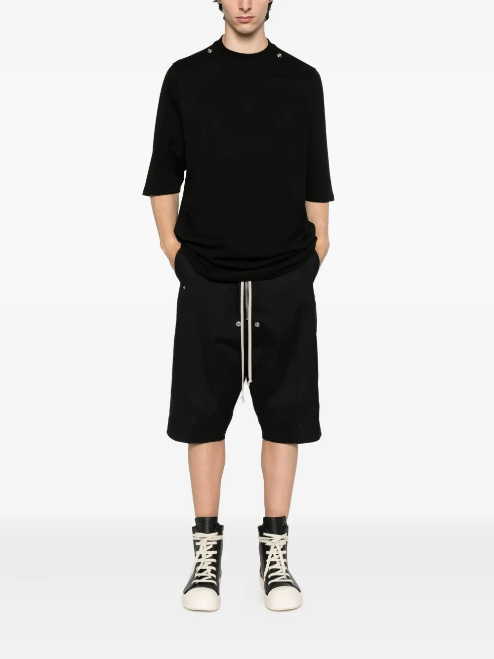 Rick Owens stud-detailed organic cotton T-shirt Zwart