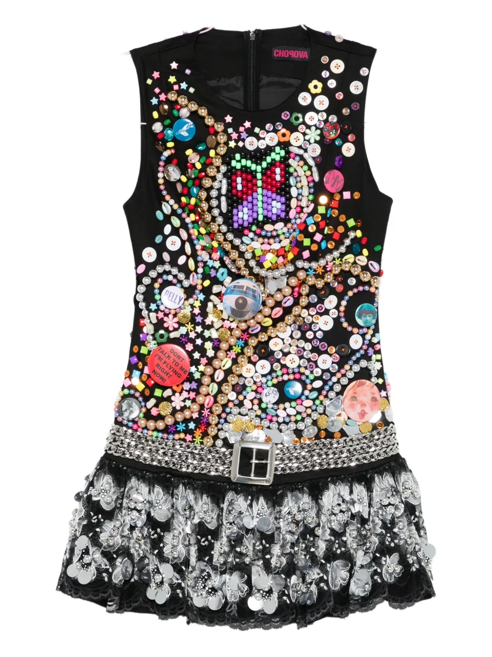 Chopova Lowena Skyhawk Beaded Dress In Multi