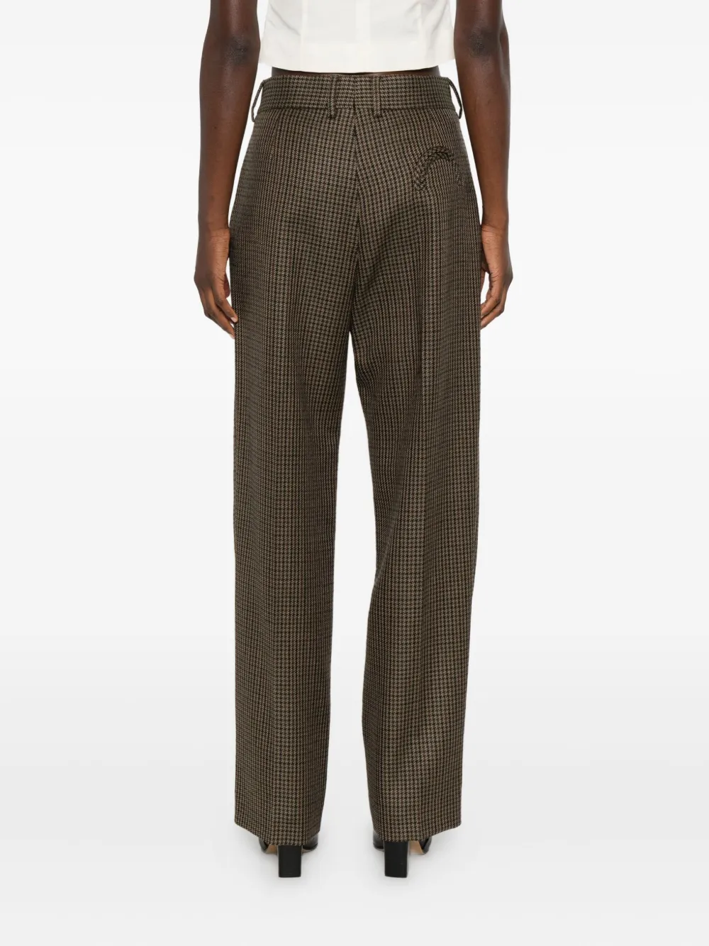 Blazé Milano Houndstooth Pleated Trousers In Brown