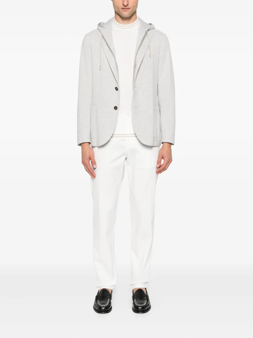 Eleventy hooded single-breasted blazer Grijs