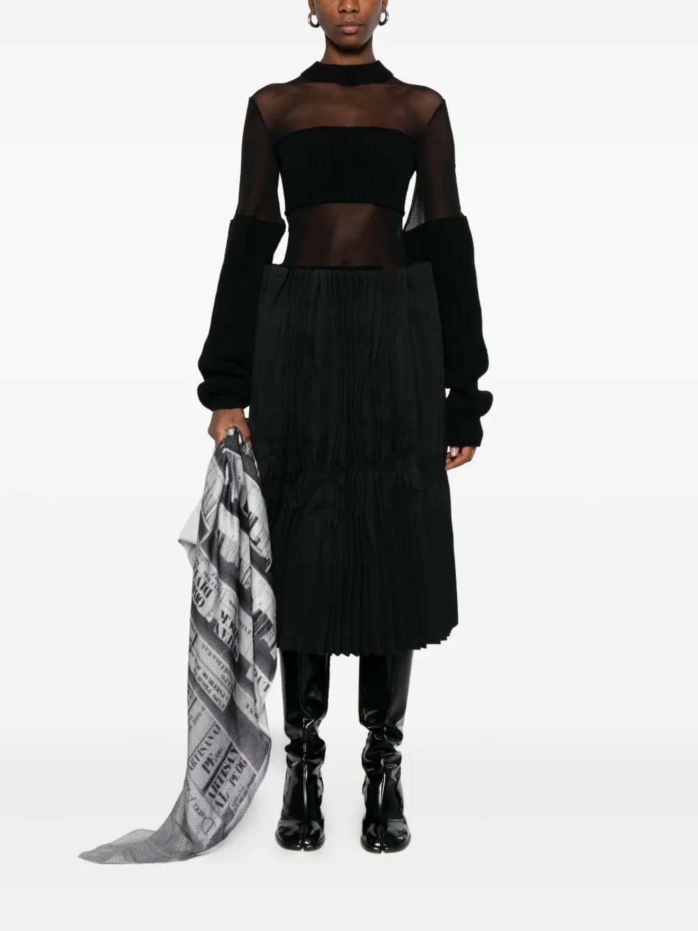 Comme Des Garçons pleated midi skirt - Zwart