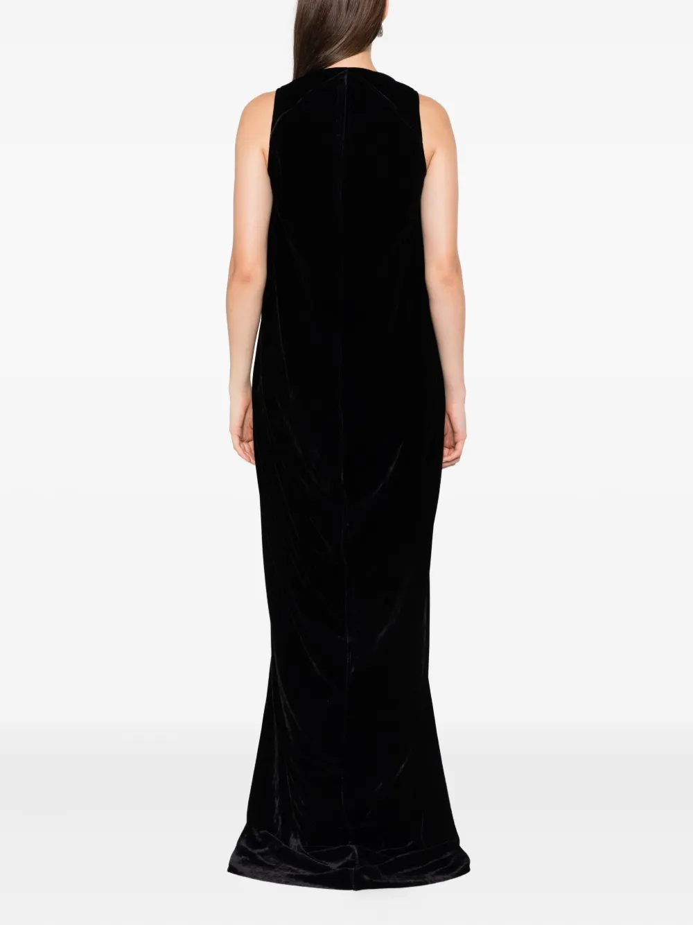 Rick Owens Velvet Sleeveless Floor-length Dress In Black