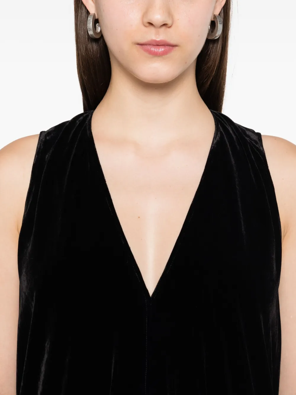 Rick Owens Velvet Sleeveless Floor-length Dress In Black