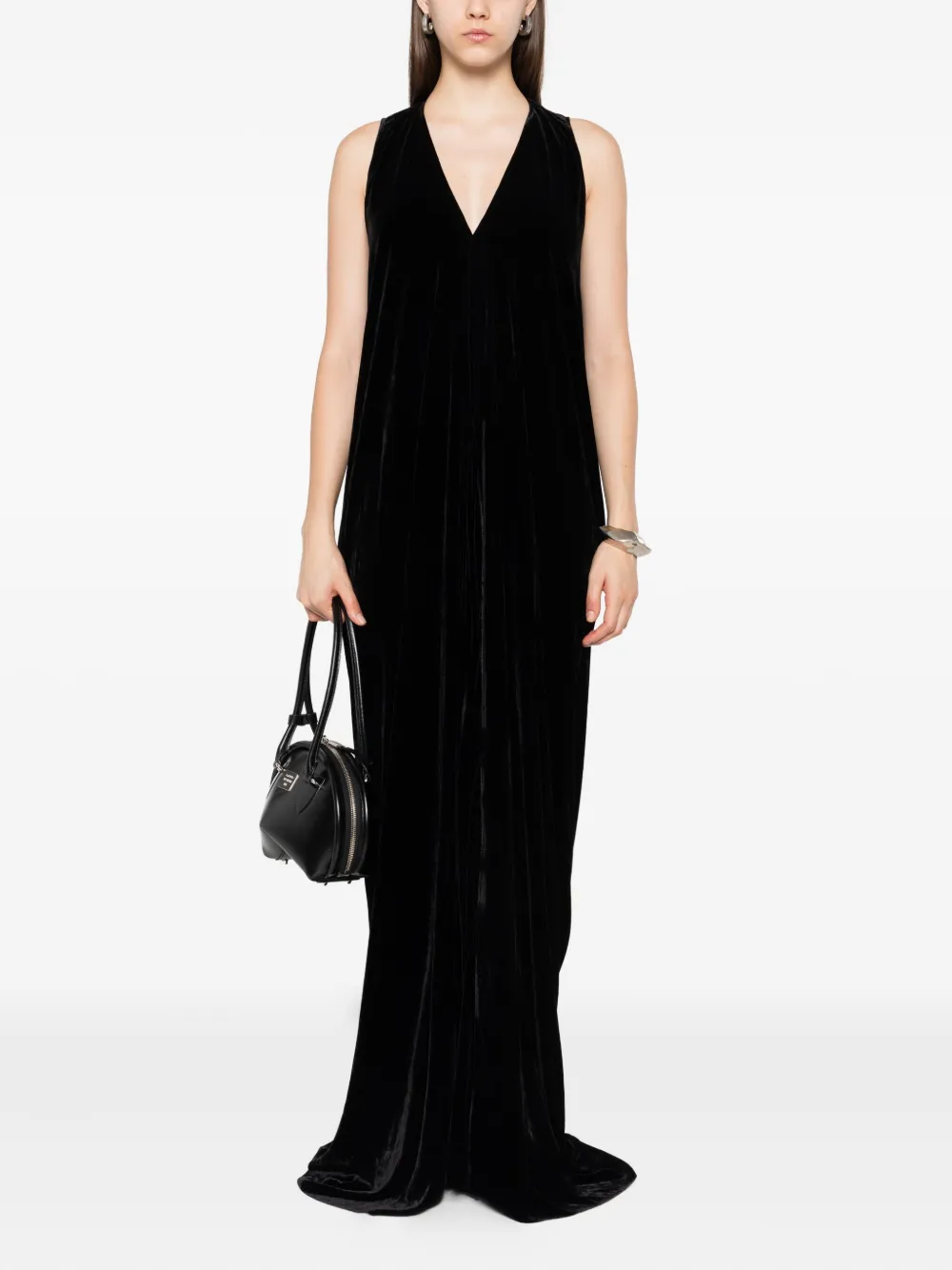 Rick Owens Maxi-jurk met diepe hals - Zwart