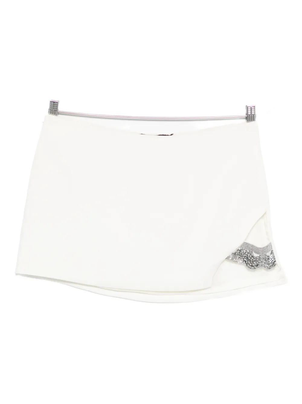 Amen Beaded-embellished Side-split Mini Skirt In Neutral