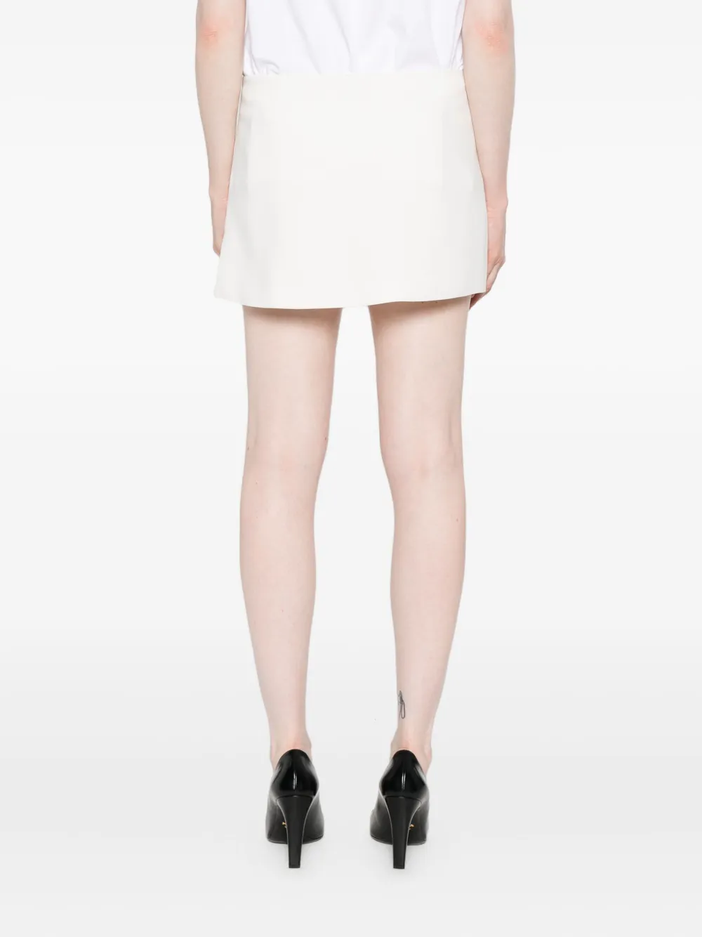 Amen Beaded-embellished Side-split Mini Skirt In Neutral