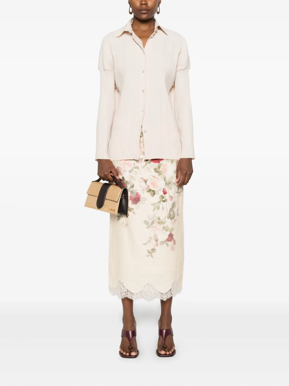 Forte Forte Blouse met gewelfde kraag - Beige