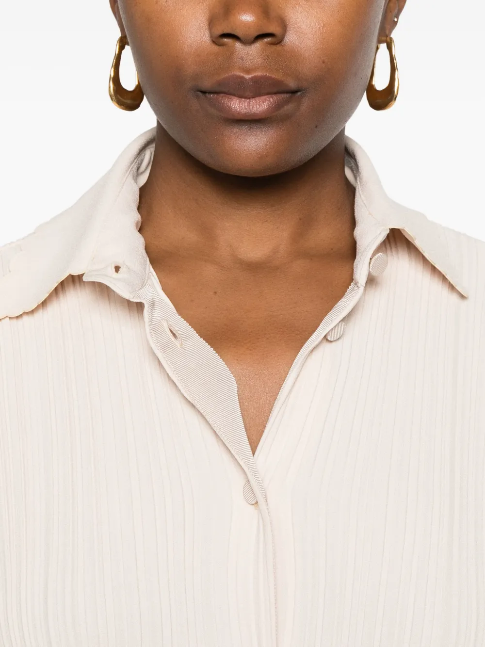 Forte Blouse met gewelfde kraag Beige