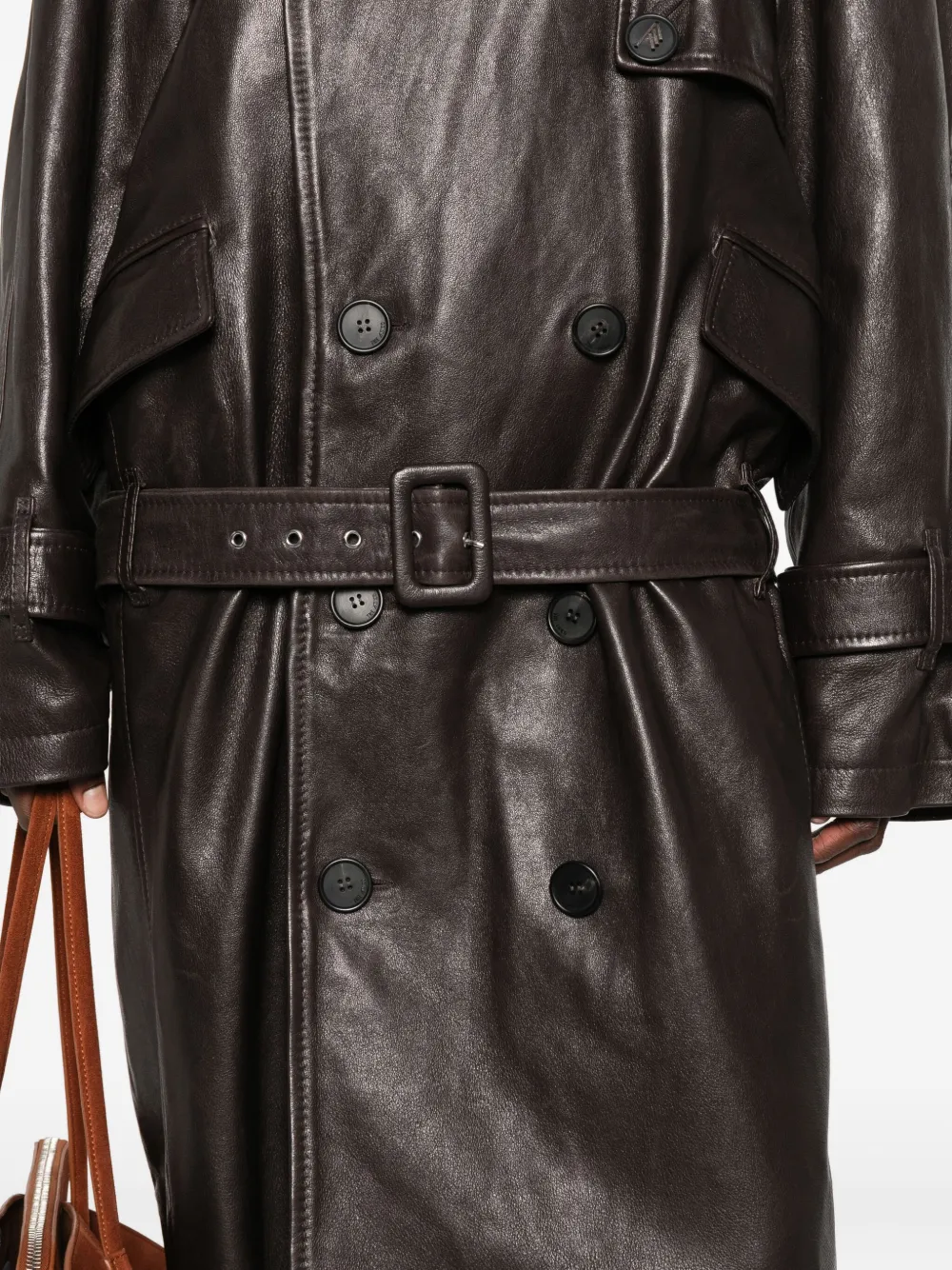 The Attico Leren jas Bruin