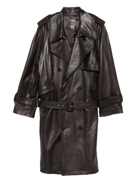 The Attico belted double-breasted leather coat