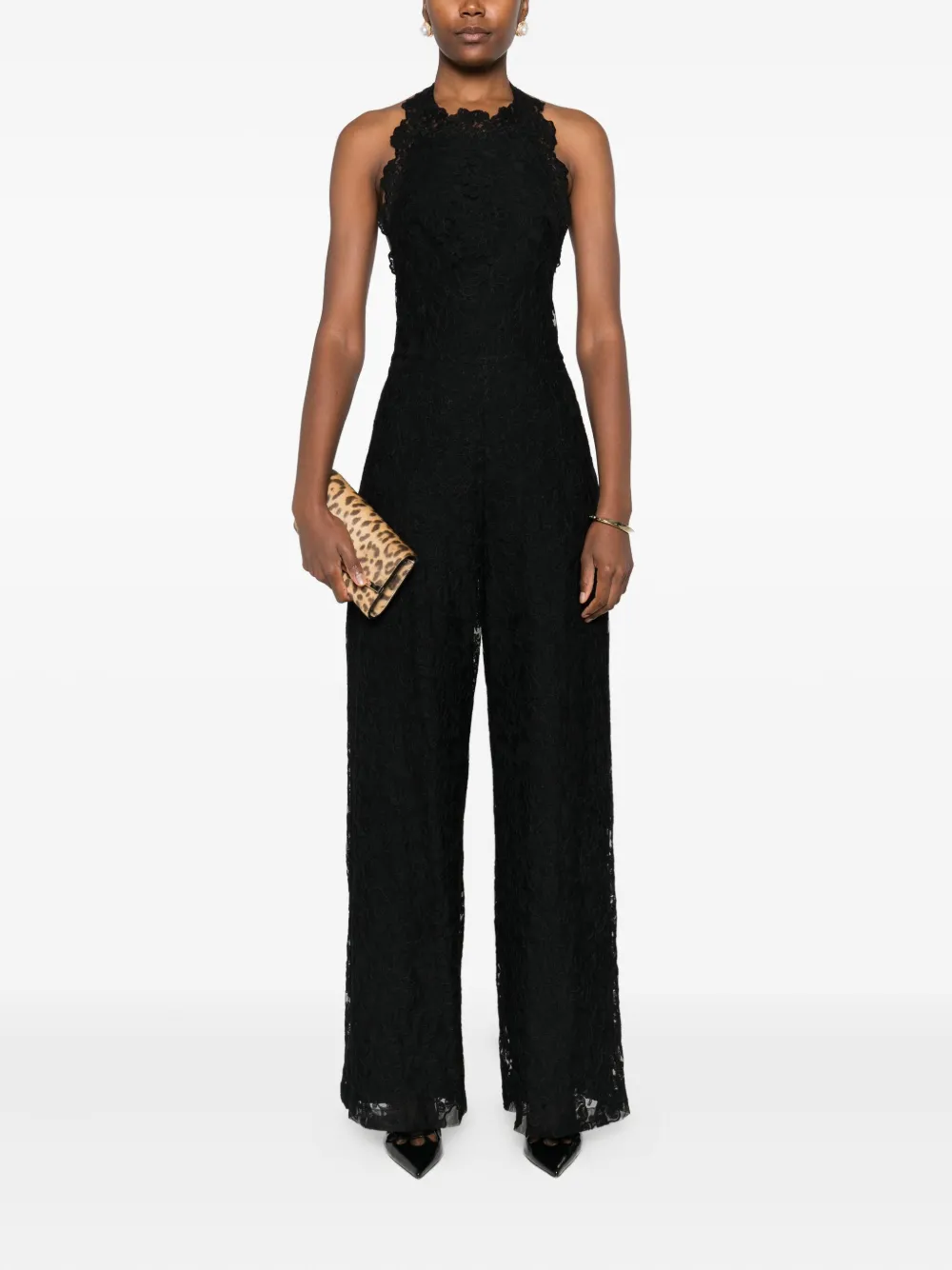 Ermanno Scervino Jumpsuit met halternek en kant - Zwart