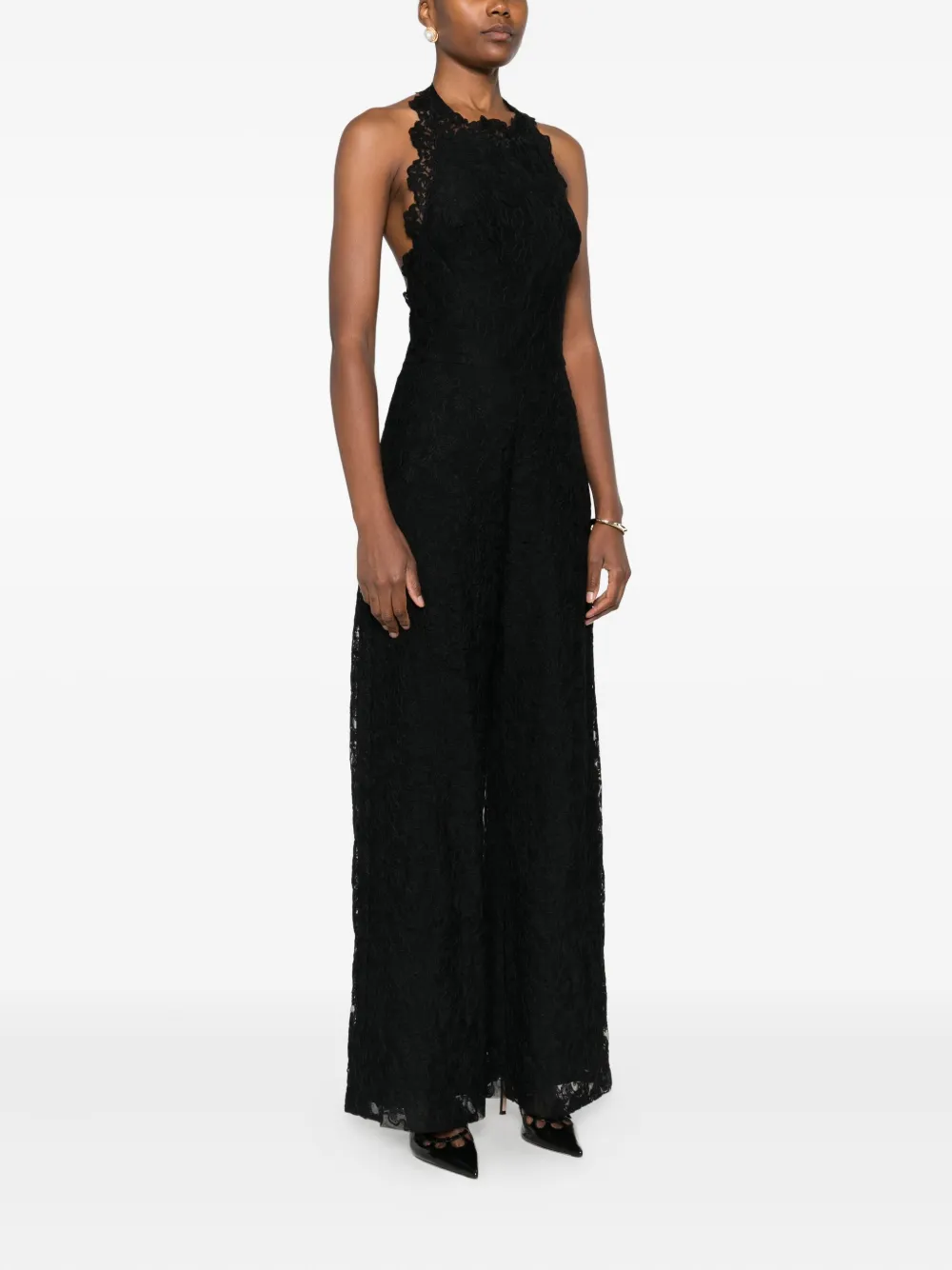 Ermanno Scervino Jumpsuit met halternek en kant Zwart