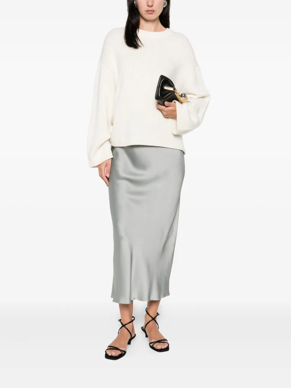 Antonelli Orinoco Elasticated-waist Midi Skirt In Gray