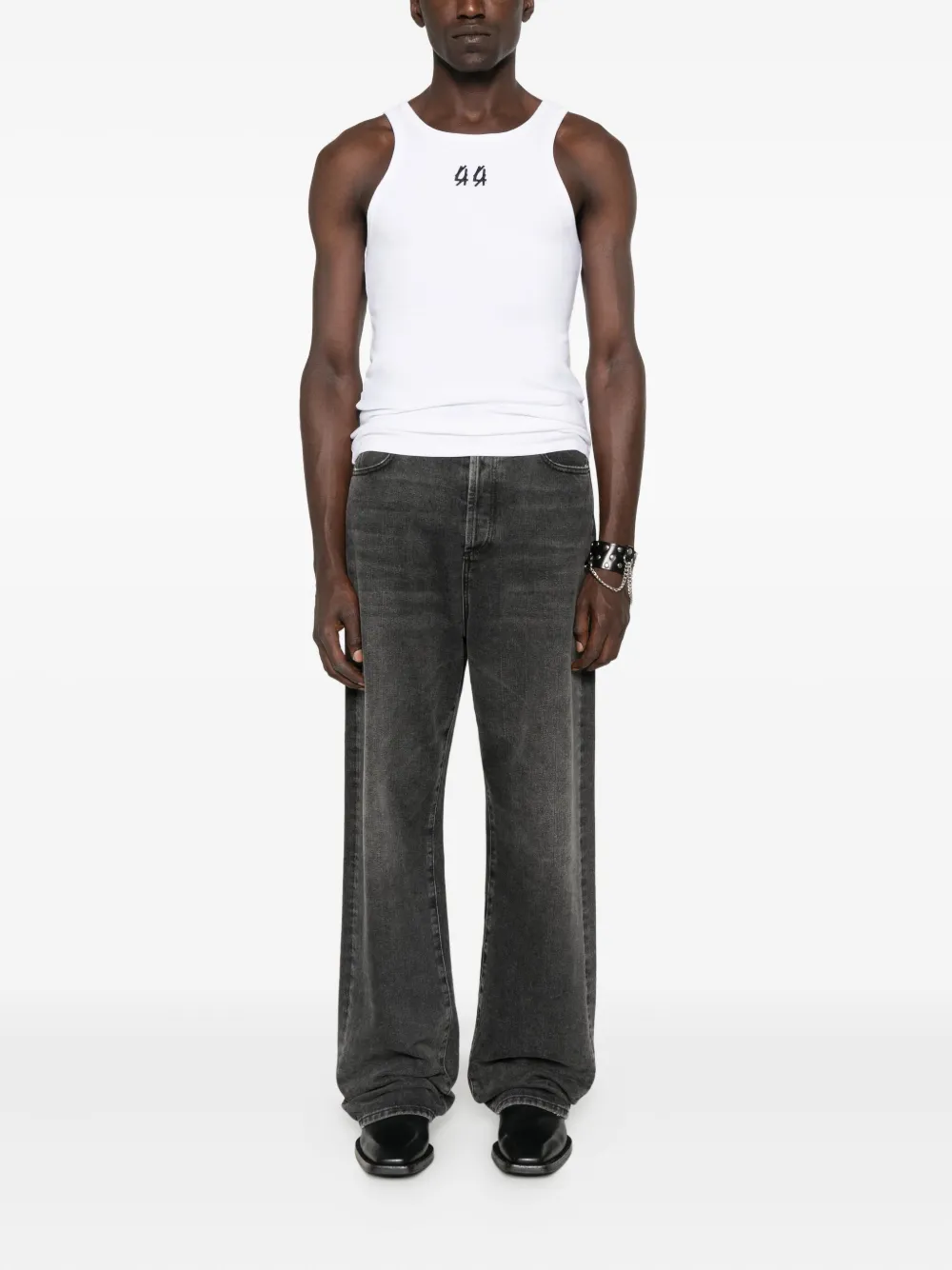 44 LABEL GROUP Top met geborduurd logo - Wit