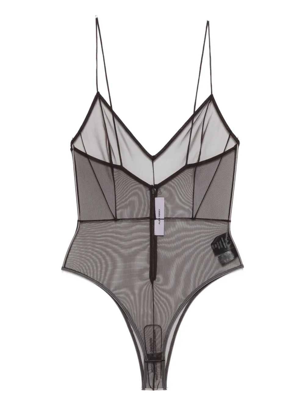 Alex Perry V-neck Zip Bodysuit In Brown