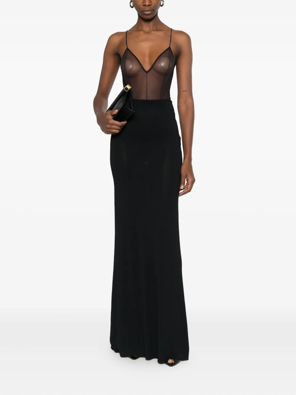 Alex Perry V-neck Zip Bodysuit In Brown