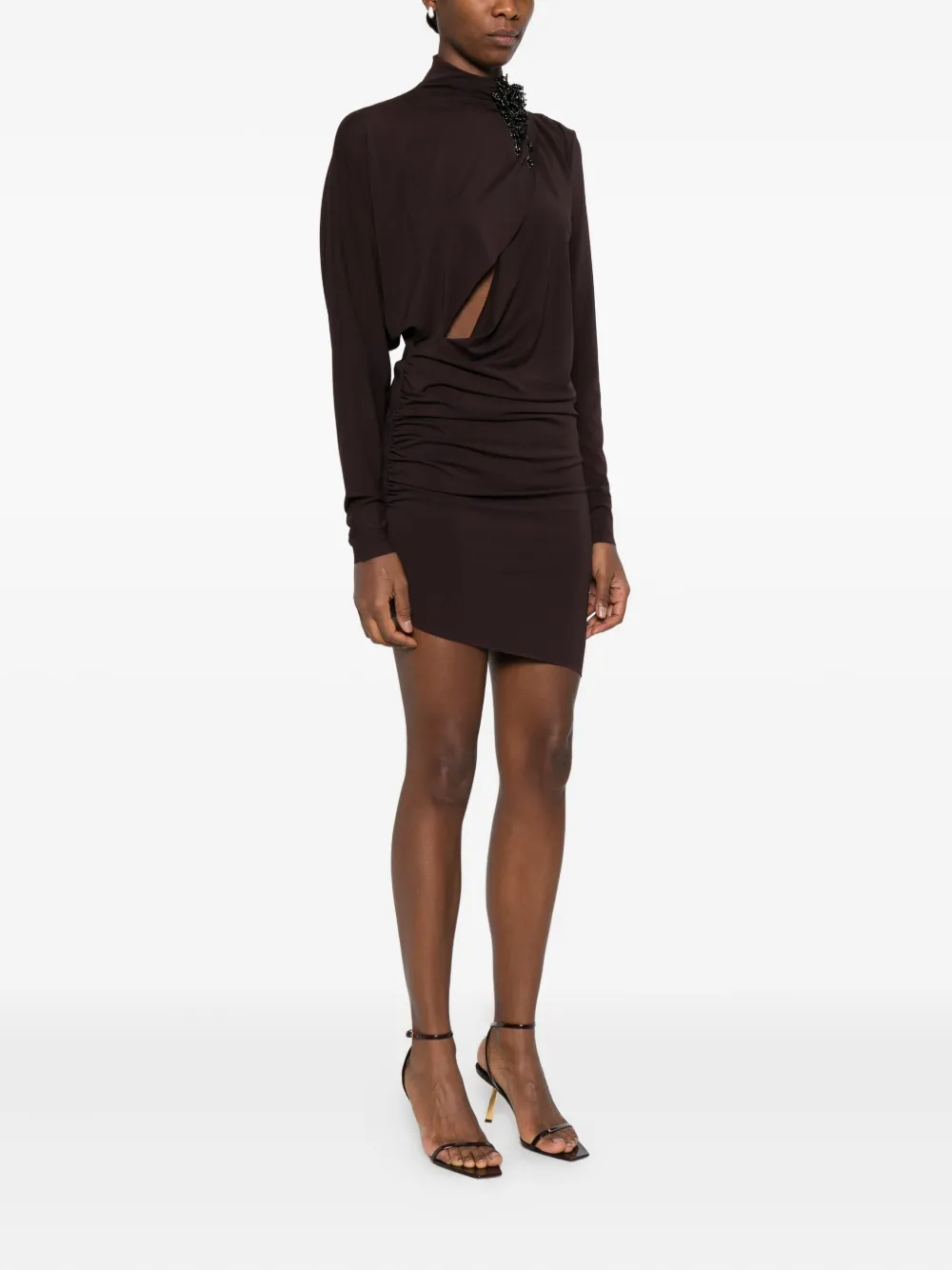 Amen Gedrapeerde mini-jurk Bruin
