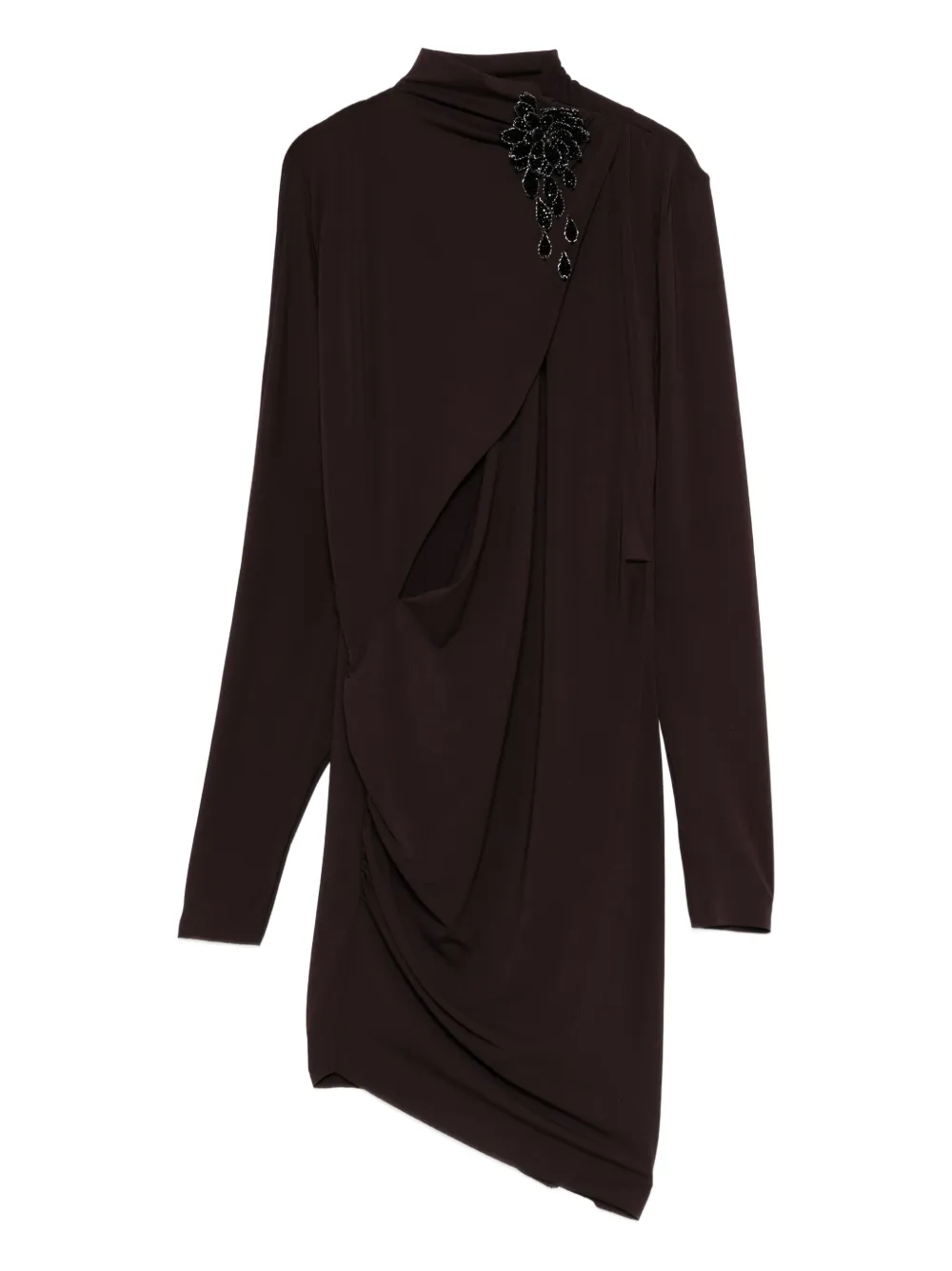 Amen draped mini dress - ブラウン Amen draped mini dress - ブラウン