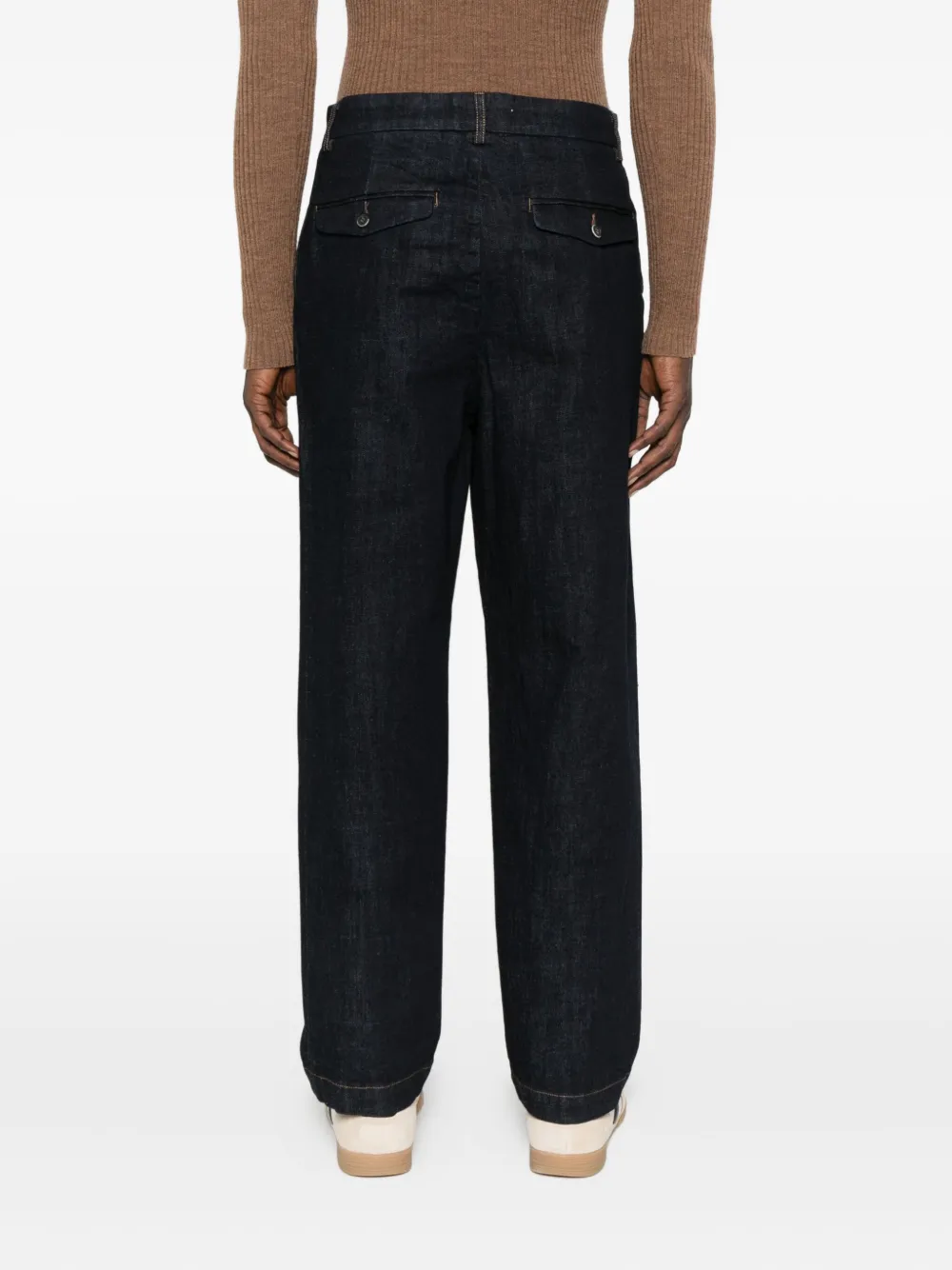 Barena Venezia Canasta Straight-leg Cotton-blend Trousers In Black