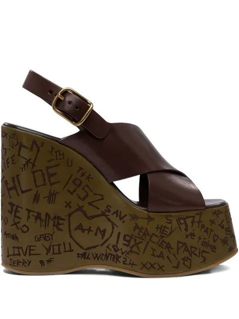 Chloé crossover wedge sandals