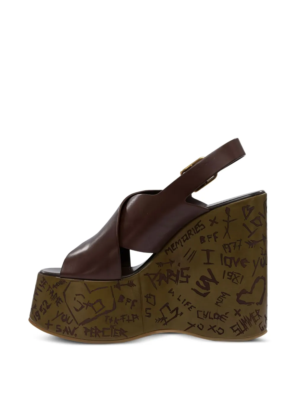 Chloé crossover wedge sandals Brown