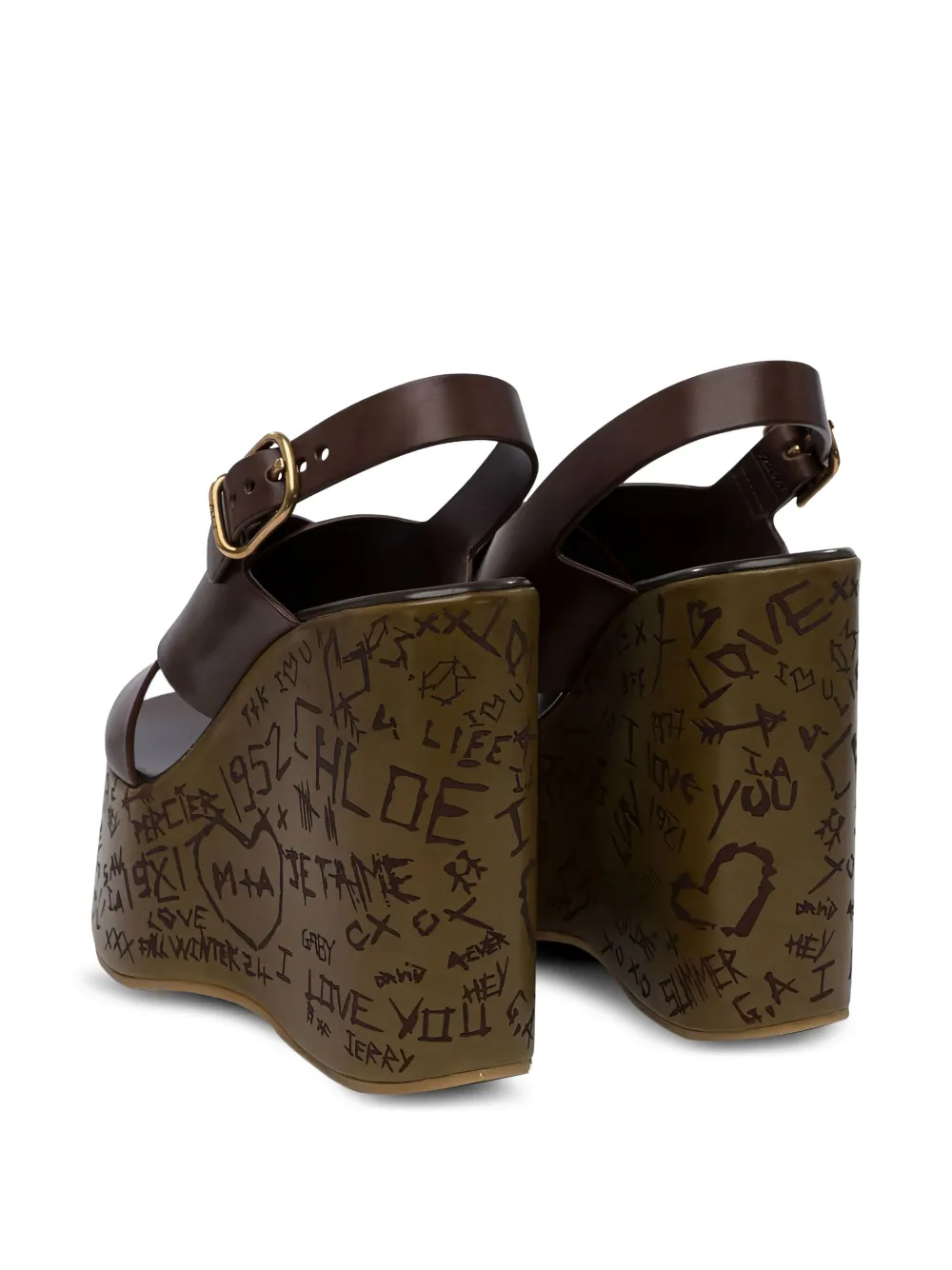 Chloé crossover wedge sandals Brown